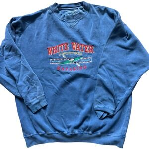 Danaggers White Mens Vintage Water Adventures Kayaking Sweatshirt Blue Size XL